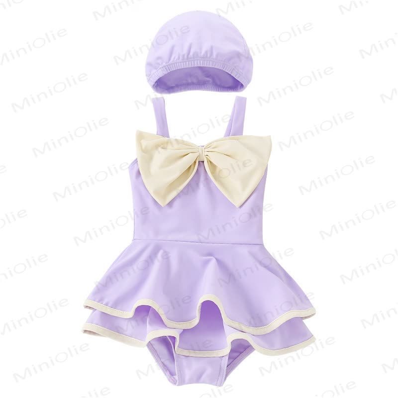Toddler Girl Bow Swimsuit with Hat - image 4