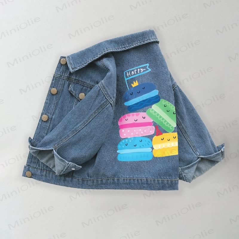 Toddler Kid Multicolor Burgers Denim Jacket - Blue - 10-11T - image 1