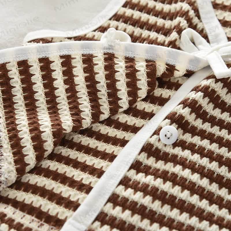 Toddler Girls Khaki Striped Vest and Pants 2-piece Set - image 3
