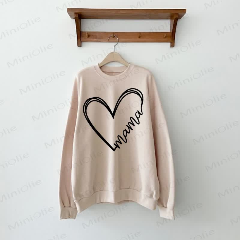 MAMA/MINI Love Heart Baby Beige Family Sweatshirt - image 2