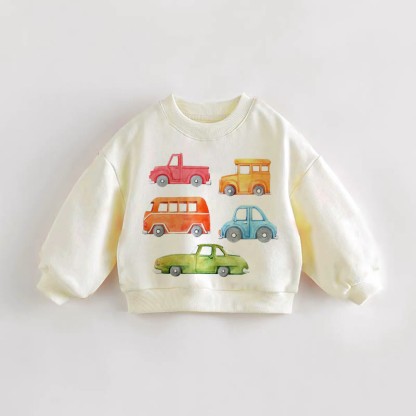 Baby Toddler Cars Sweatshirt - Cream - 3-5T - image 1