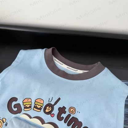 Toddler Sandwich Cookie Printed Tees and Stripe Shorts Set - image 3
