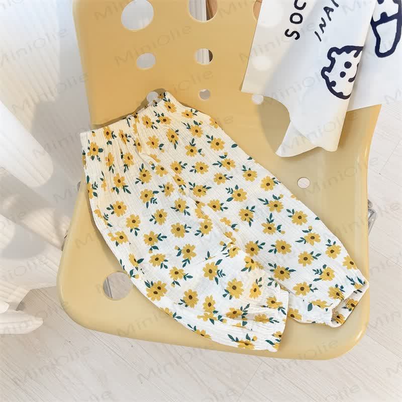 Toddler Element Print Casual Pants - White Chrysanthemums - 6-7T - image 12