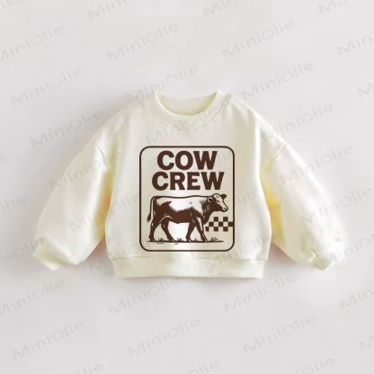 COW CREW Baby Toddler Beige Sweatshirt - Cream - 3-5T - image 1