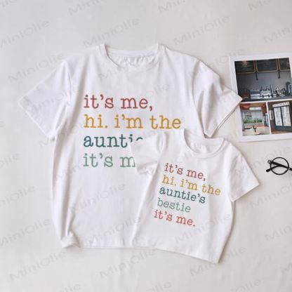 IT'S ME, HI. I'M THE AUNTIE/AUNTIE'S BESTIE IT'S ME Baby White Family Matching T-shirt - White - Adult T-Shirt: XL - image 1