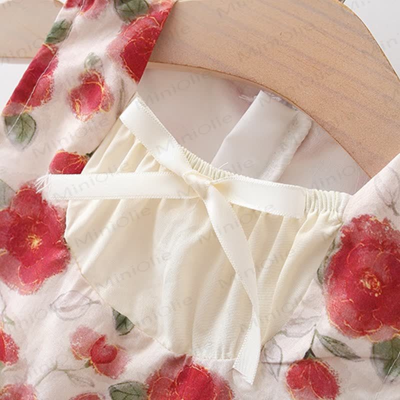 Baby Girl Red Flower Dress with Hat - image 2