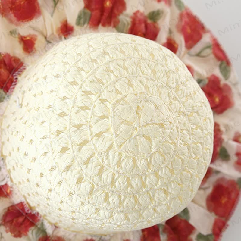 Baby Girl Red Flower Dress with Hat - image 7