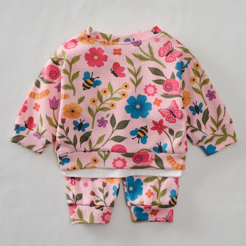 Baby Toddler Flower Butterfly Sweatshirt 2-piece Set - image 2