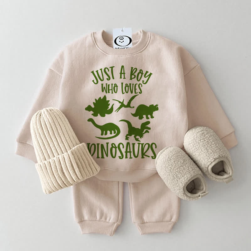 JUST A BOY WHO LOVES DINOSAURS Baby Sweatshirt 2-piece Set - Apricot - 2-3T - image 3