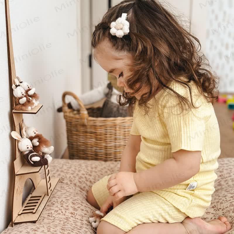 Baby Toddler Solid Color Ribbed Pajama Set - image 7