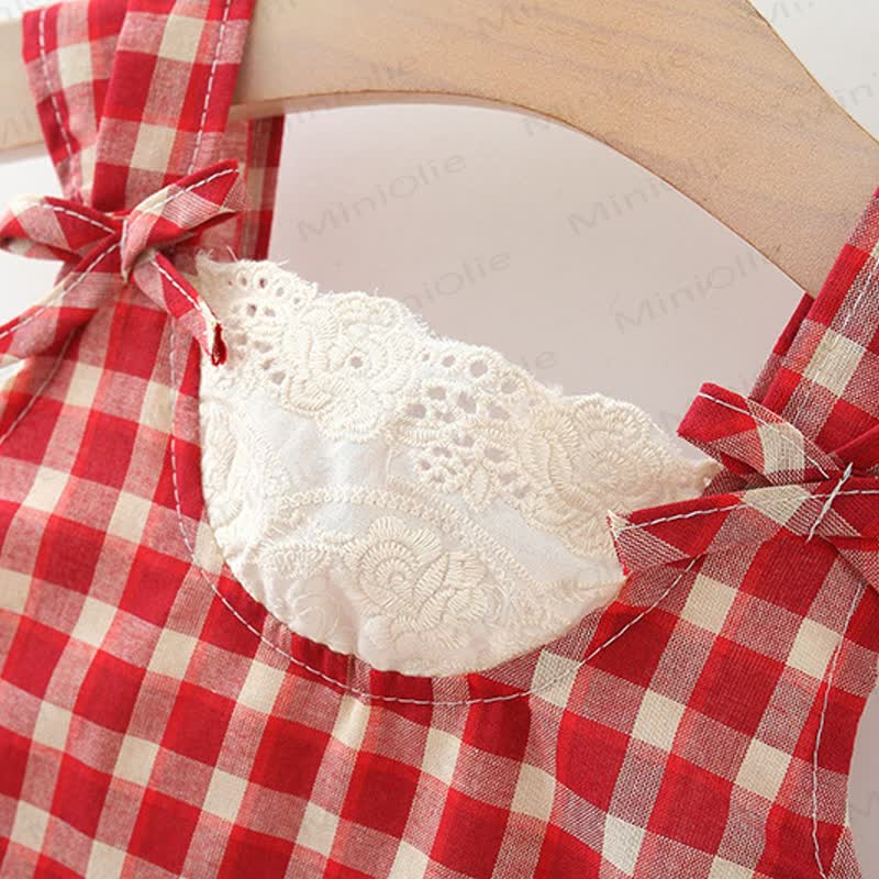 Baby Girl Red Plaid Dress with Hat - image 2