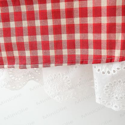 Baby Girl Red Plaid Dress with Hat - image 3