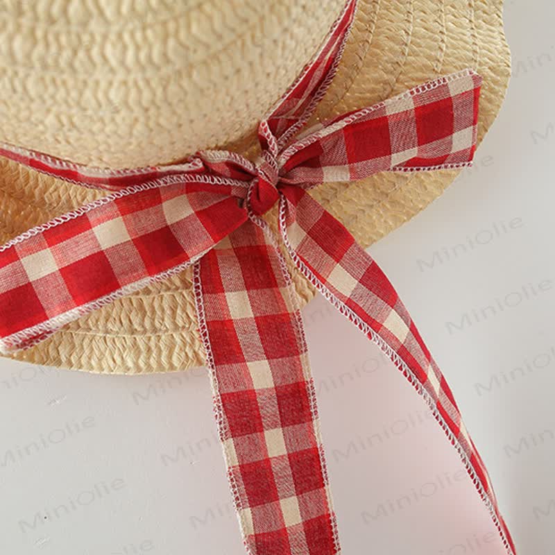 Baby Girl Red Plaid Dress with Hat - image 5