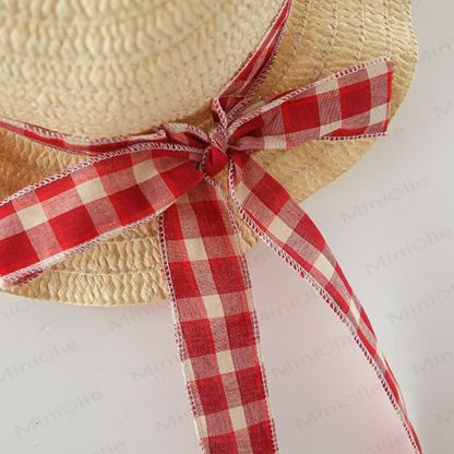 Baby Girl Red Plaid Dress with Hat - image 5