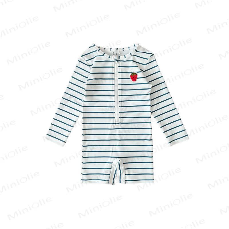 Toddler Fruit/Striped Shorts Swimsuit - Blue Stripe - 6-7T - image 3