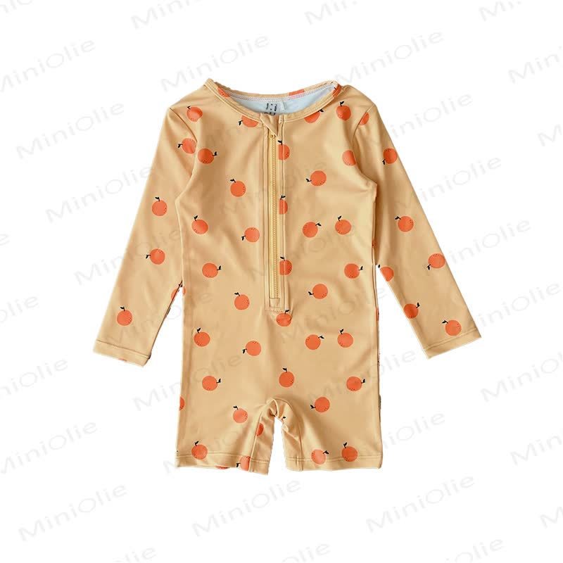 Toddler Fruit/Striped Shorts Swimsuit - Orange - 6-7T - image 4