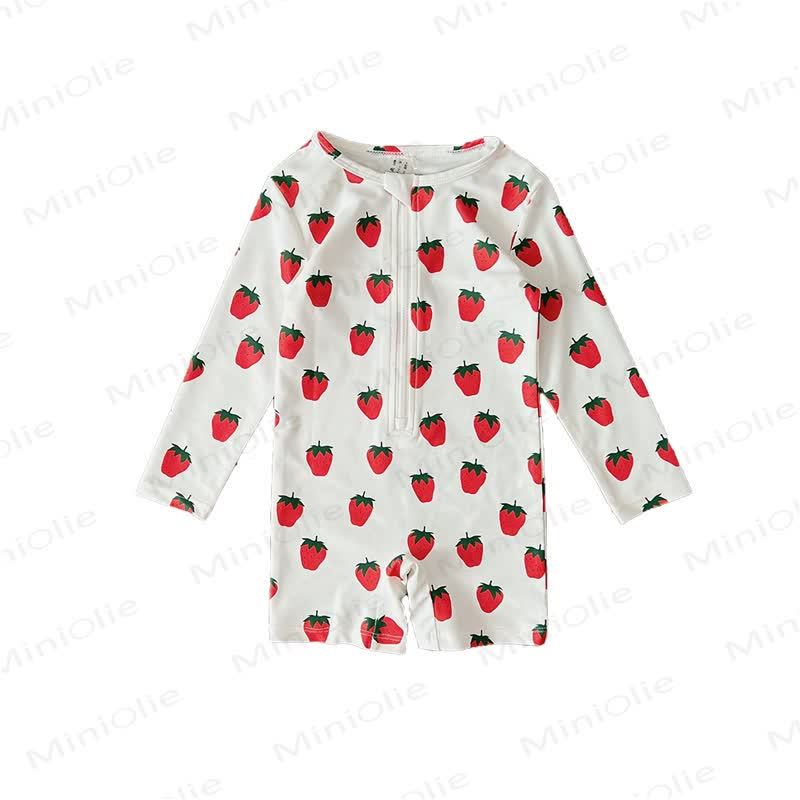 Toddler Fruit/Striped Shorts Swimsuit - Strawberry - 6-7T - image 5