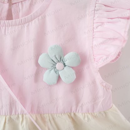 Toddler Girl Pink Floral Flutter Sleeve dress - image 3