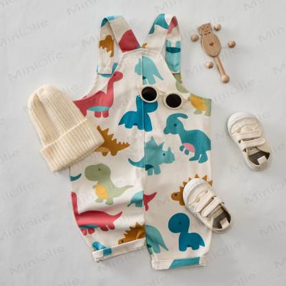 Baby Toddler Dinosaur Vertical Striped Overalls - image 8