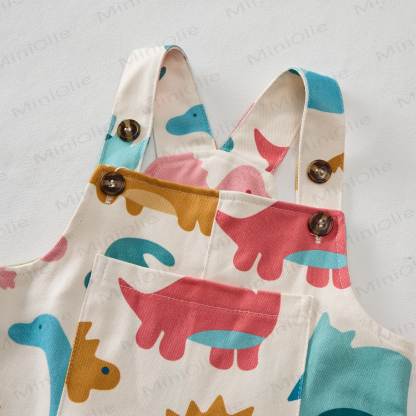 Baby Toddler Dinosaur Vertical Striped Overalls - image 3