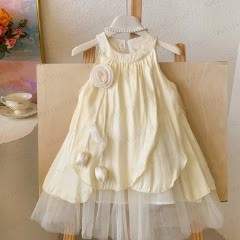 Abito da principessa per bambina in chiffon e tulle a strati con petali - image 2