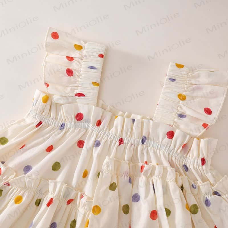 Toddler Girl Beige Polka Dots Top and Pants Set - image 2