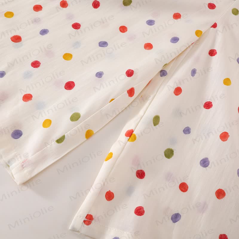 Toddler Girl Beige Polka Dots Top and Pants Set - image 4