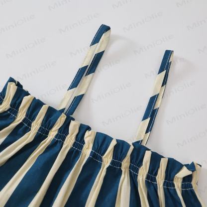 Toddler Girl Blue White Stripe Casual Two Piece Set - image 3