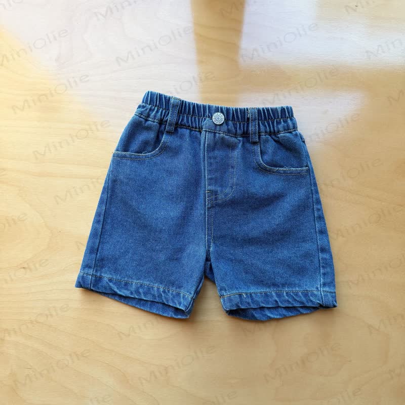 Pantaloncini aus Denim, eine Einheit mit elastischem Stoff in Vita per Bambini Piccoli - image 5