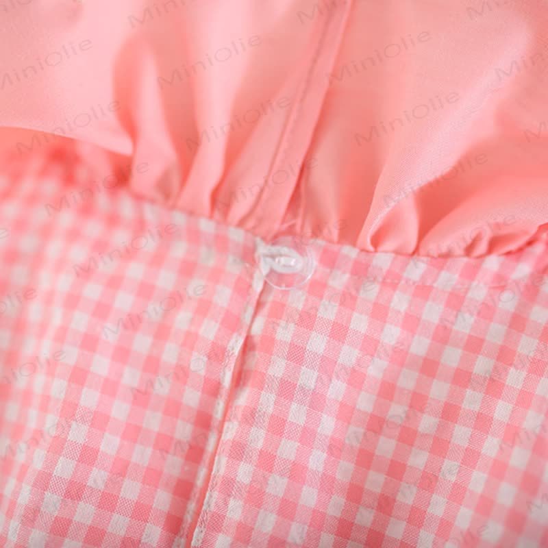 Vestitino a quadri con fragole e coniglietti per bambina - image 4