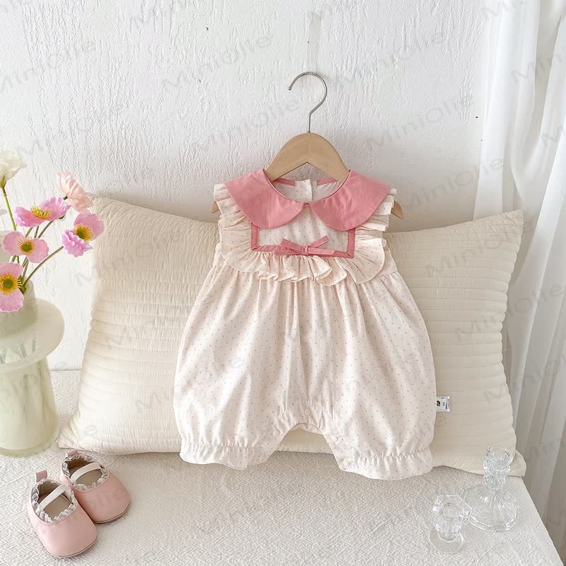 Baby Pink Bow Polka-dot Romper - Pink - 18-24M - image 1