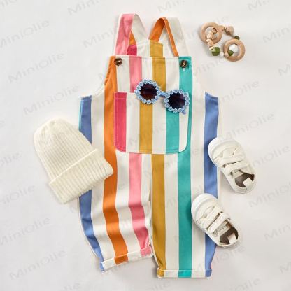 Baby Toddler Colorful Stripes Overalls - image 2