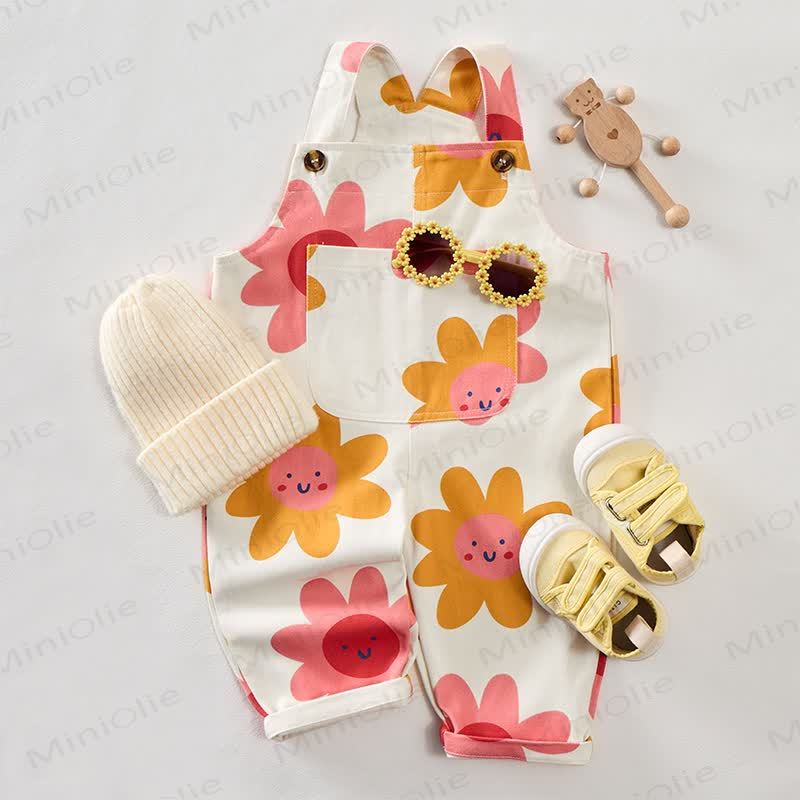 Baby Toddler Flower Smiley Overalls - image 3