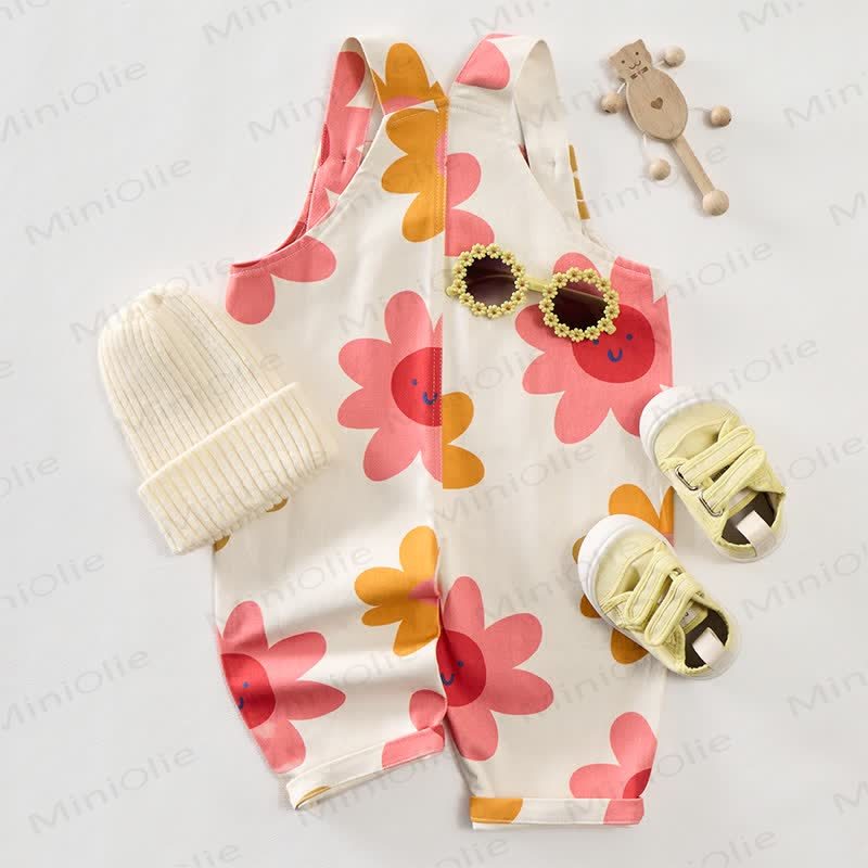 Baby Toddler Flower Smiley Overalls - image 2