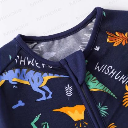 Baby Double-zipper Dino Print Romper  - image 2