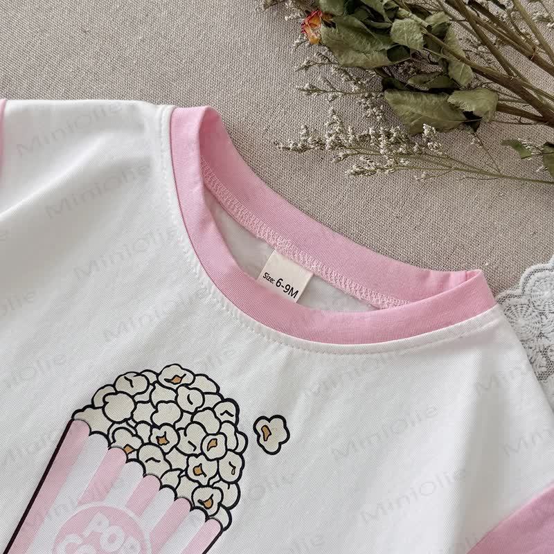 Baby Girl Pink Popcorn Print Cotton Set - image 3