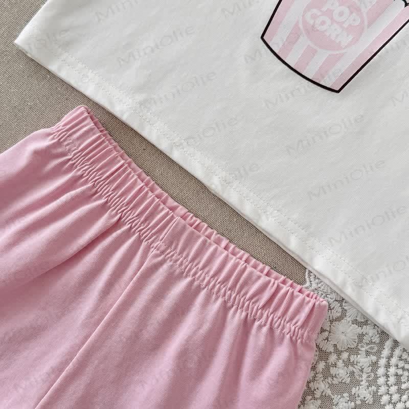 Baby Girl Pink Popcorn Print Cotton Set - image 4