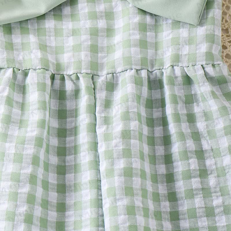 Toddler Girl Gingham Bow Cotton Romper - image 6