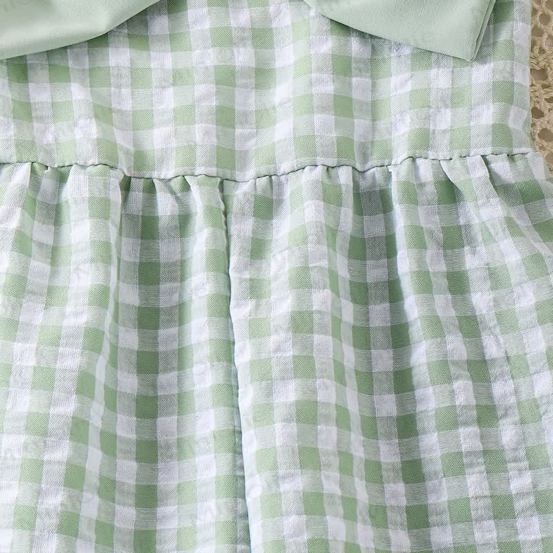 Toddler Girl Gingham Bow Cotton Romper - image 6