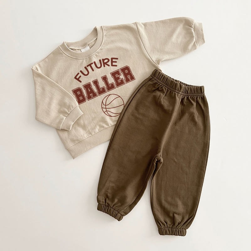 FUTURE BALLER Baby Basketball Brown Beige 2-piece Set - Brown Beige - 2-3T - image 1