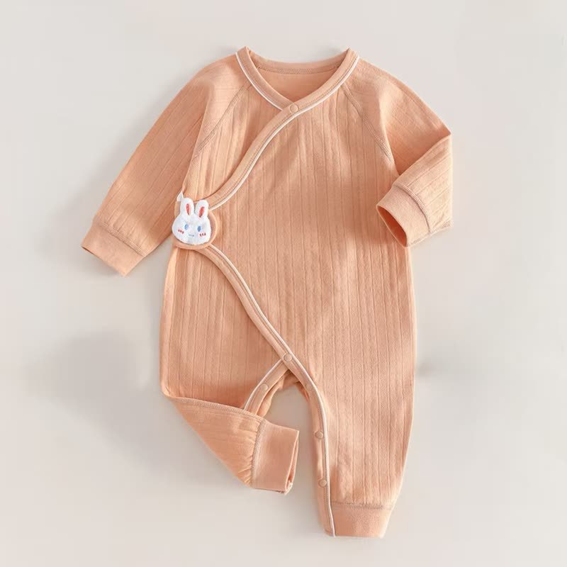 Baby Solid Color Animal Velcro Romper - Orange - 6-12M - image 2
