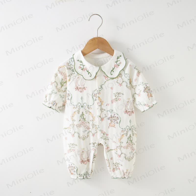 Baby Cottagecore Botanical Romper - Green Swan - 18-24M - image 1