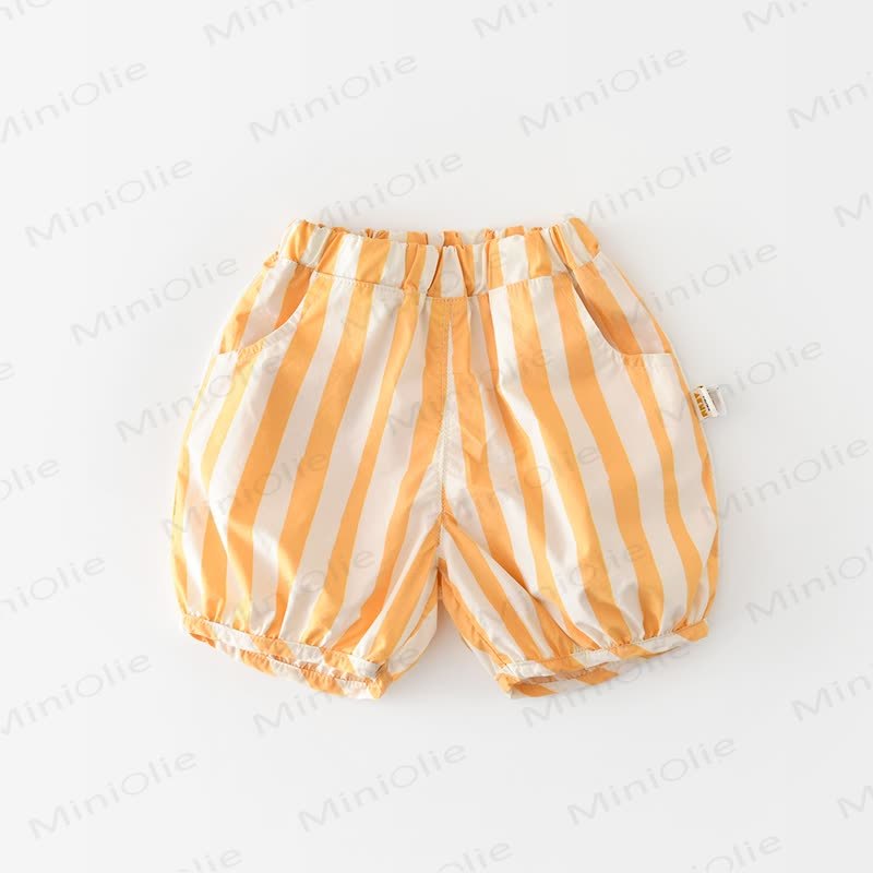 Baby Summer Cotton Striped Bubble Shorts - Orange - 3-4T - image 3