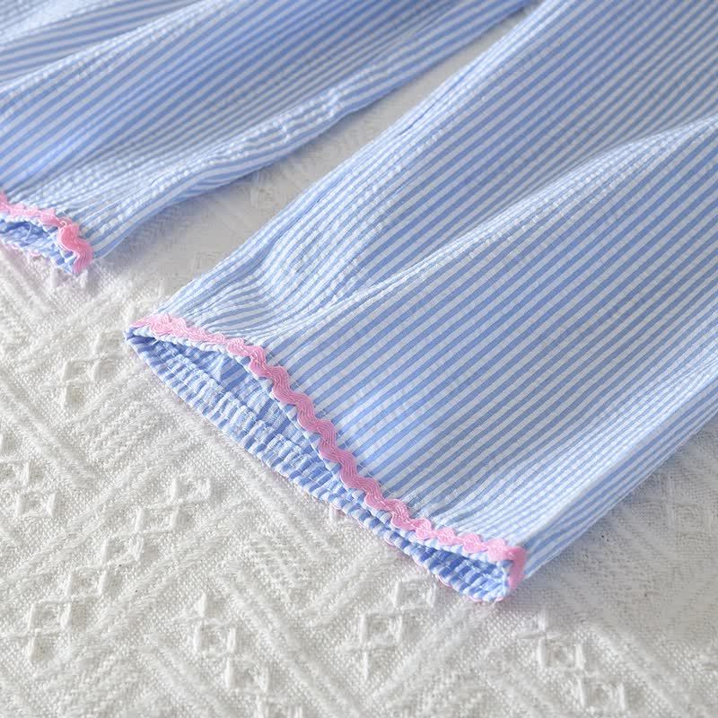 Toddler Girl Blue Top and Pants Striped Set - image 5