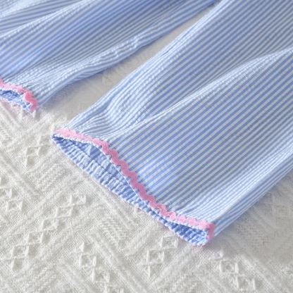 Toddler Girl Blue Top and Pants Striped Set - image 5