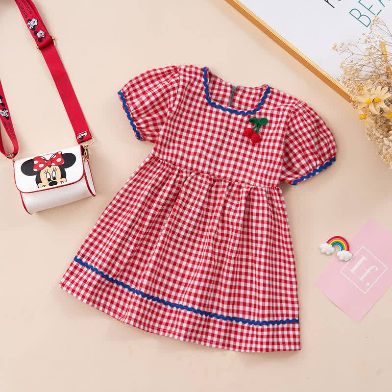 Toddler Girl Summer Gingham Cherry Patch Dress - Red - 4-5T - image 2