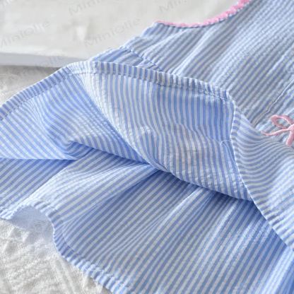 Toddler Girl Blue Top and Pants Striped Set - image 3