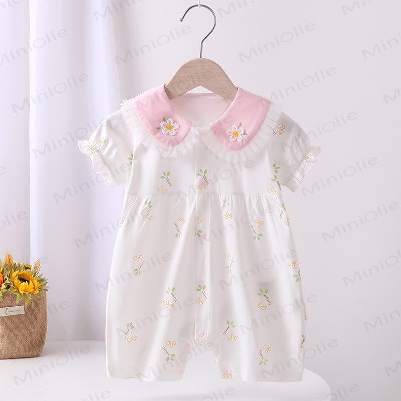 Baby Flower Sleeveless Ruffle Romper - Pink - 18-24M - image 2