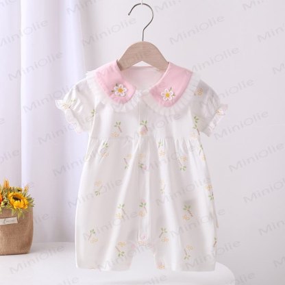Baby Flower Sleeveless Ruffle Romper - Pink - 18-24M - image 2