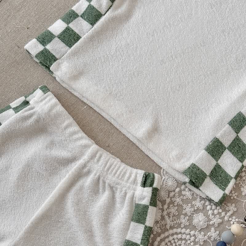 Baby Terry Plaid Crop Top and Shorts Set - image 3